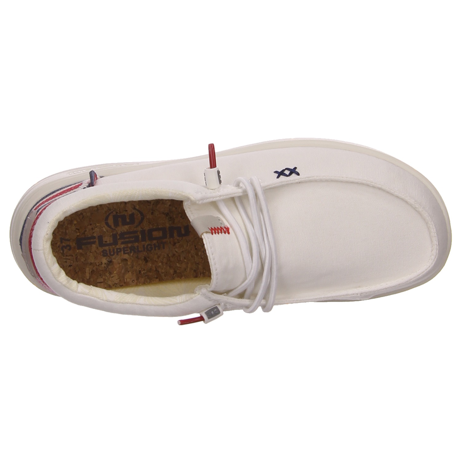 Fusion Schnürschuhe Lily washed canvas white strip